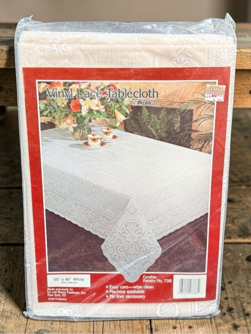 EX-CELL HOME FASHIONS, Inc. Vinyl Lace Tablecloth 60” x 90” White